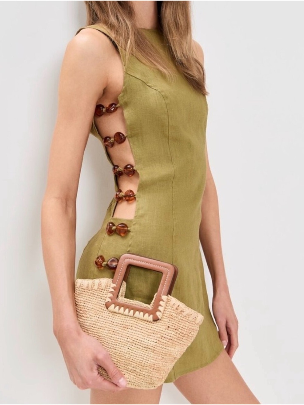 Vrg Grl Olive Green Cutout Mini Dress